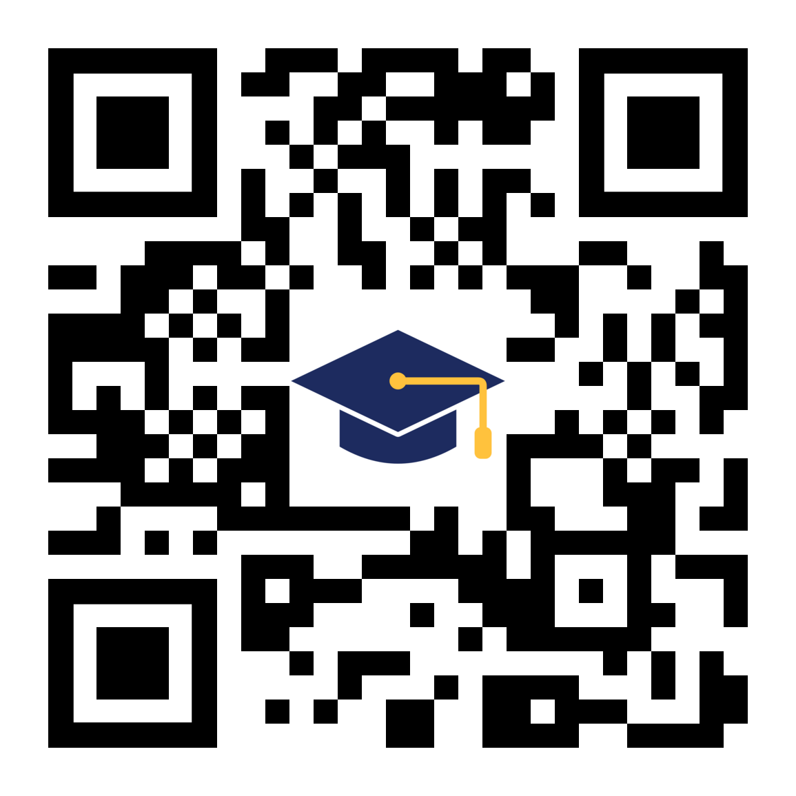QR code from another generator with the graduation logo