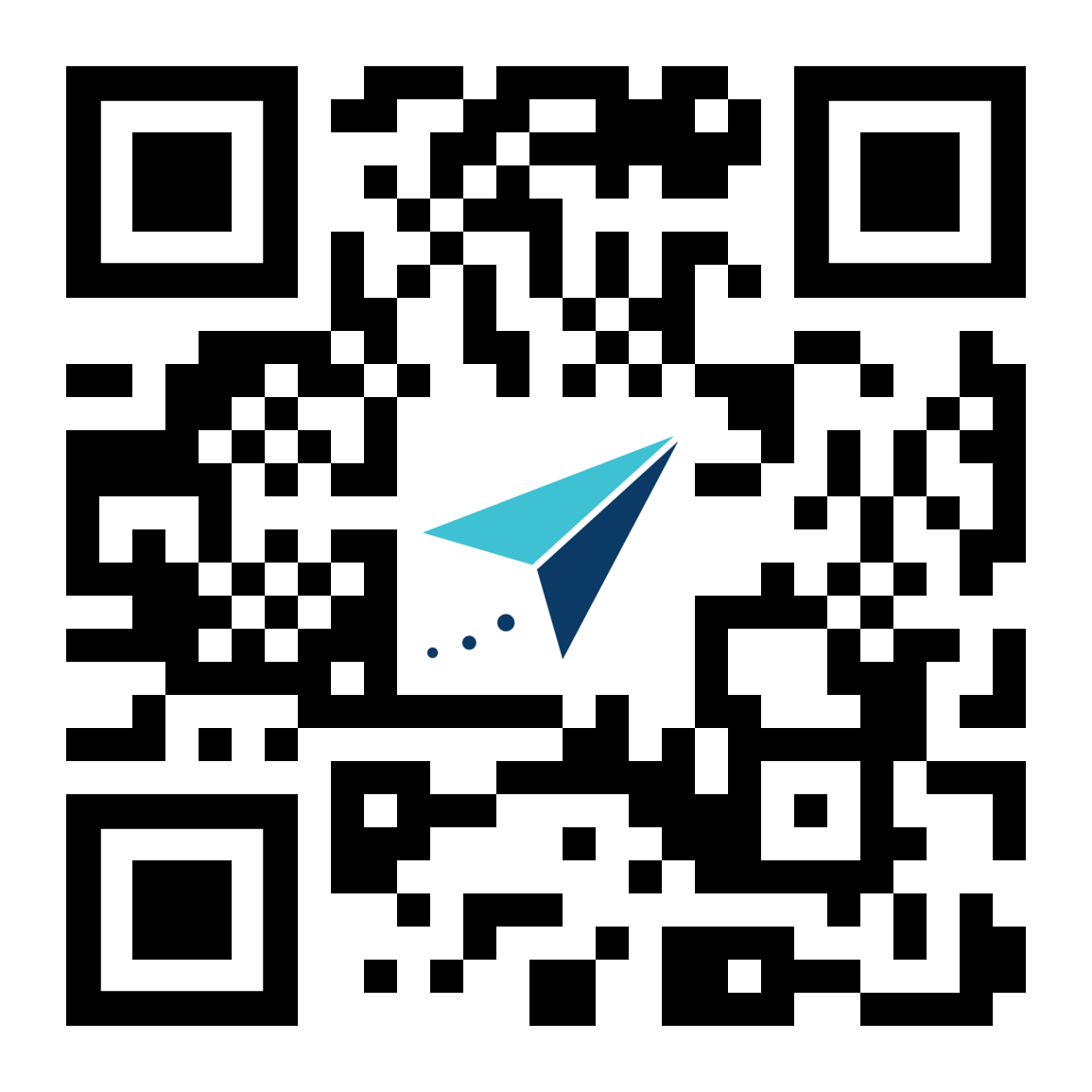 QR code from another generator with the paper plane logo