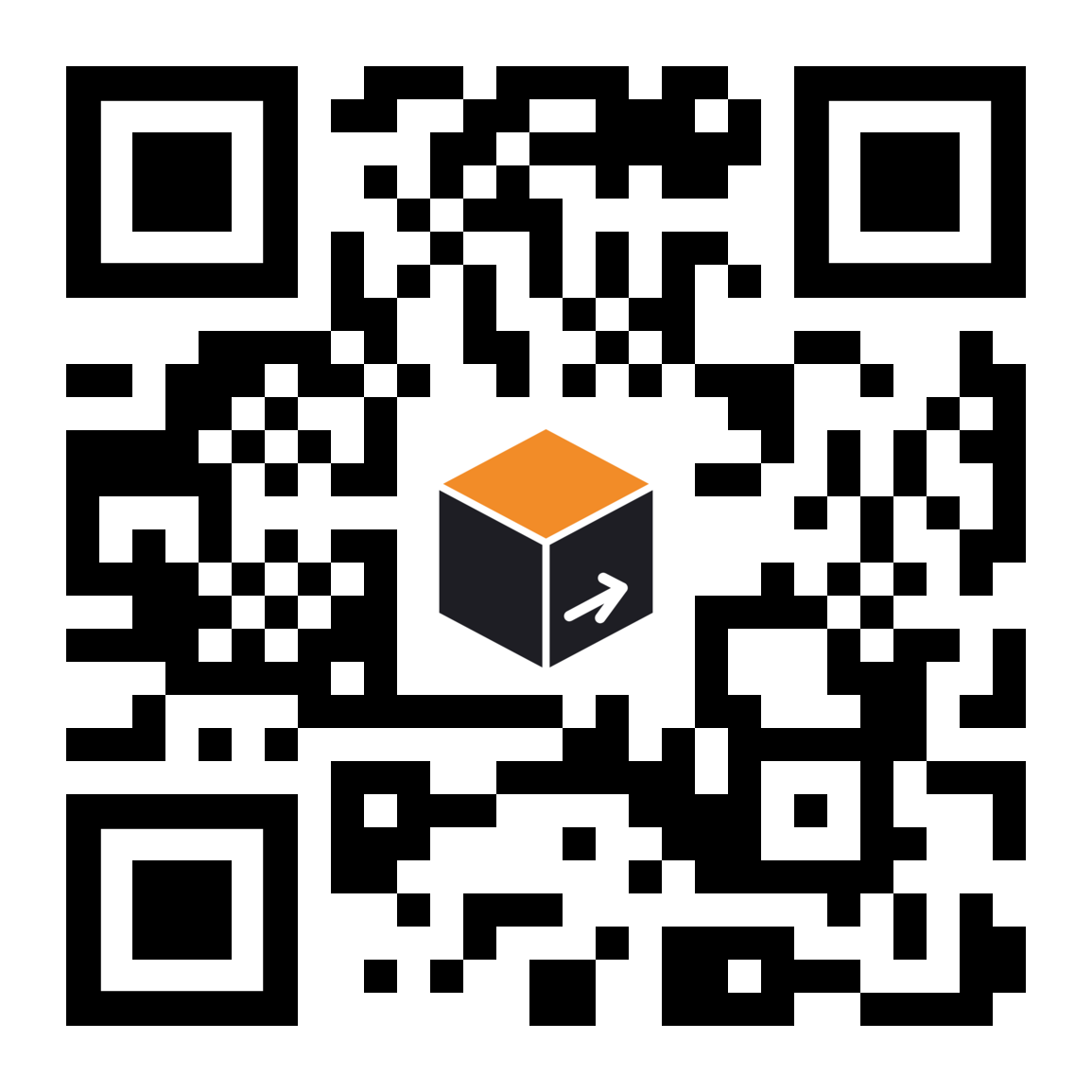 QR code from another generator with the shipping logo